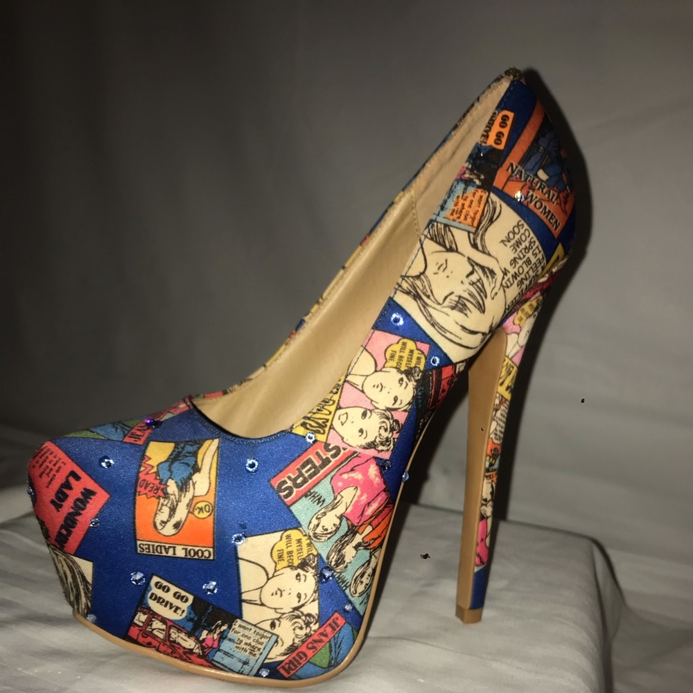 Gorgeous comic strip platform heels